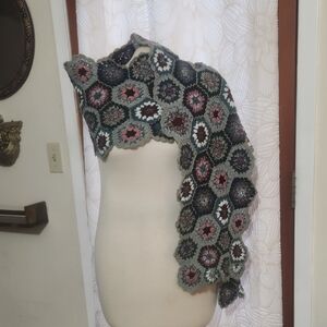 Boho Chic Multicolor Crochet Hexagon Scarf Unisex